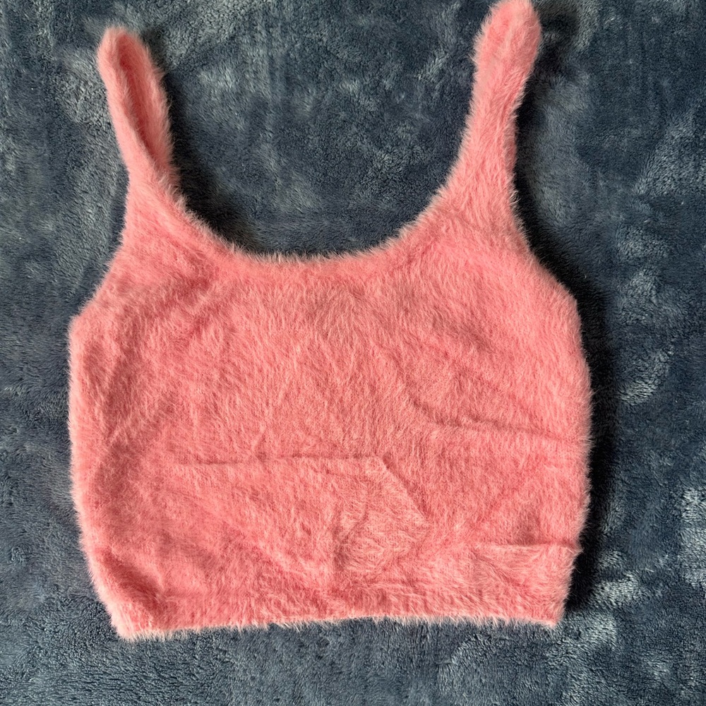 Fuzzy Pink Crop Top